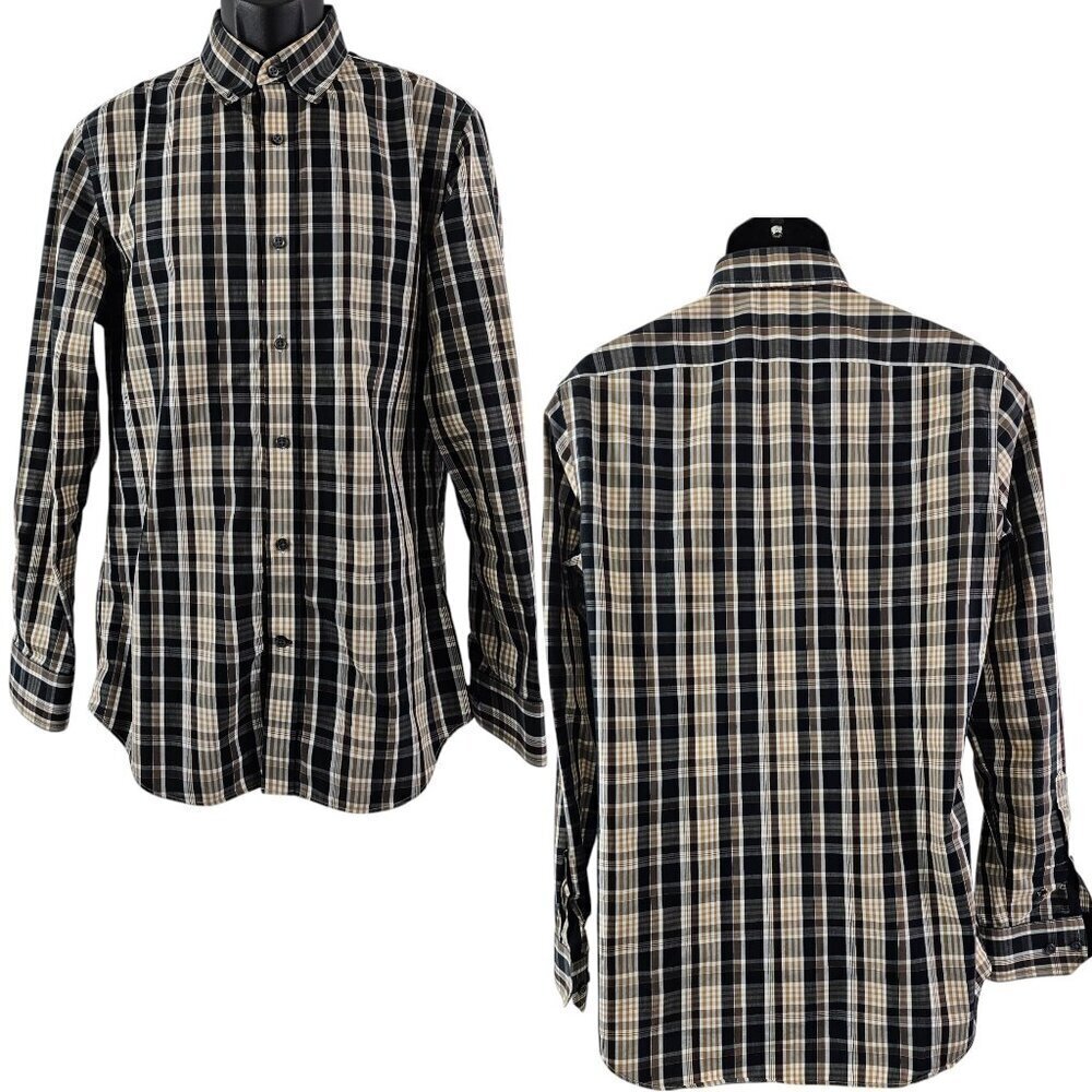 Banana Republic Non-Iron Tailored Slim Fit Plaid Long Sleeve Shirt - Size Medium
